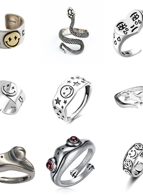 Vintage Silver Color Rings For Women Fashion Girl Men