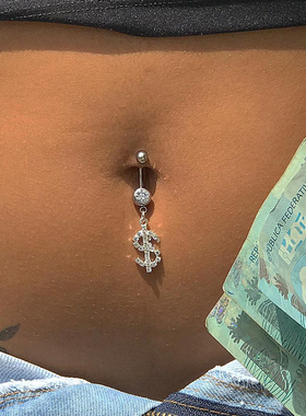 Hip Hop Dollar Belly Button Nail Rings Stainless Steel Anti