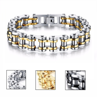 Bracelet Chain Biker Steel Link Mens Stainless New