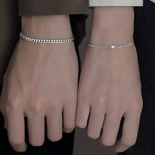 2PCS Simple Fashion Stainless Steel Bracelet Set for Couple