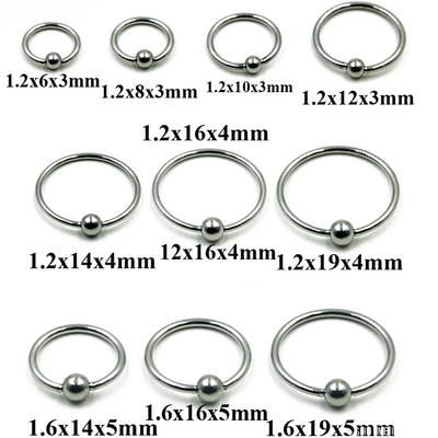 2PCS Surgical Steel Captive Bead Ring Ear Hoop Nose Ring