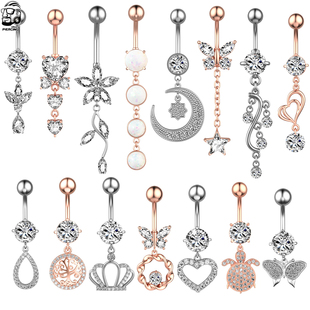 1pc Multi-Styles Heart Dangled Belly Navel Piercing Button