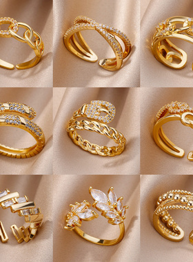 Belt Chain Rings for Women Men Gold Plated Stainless Steel