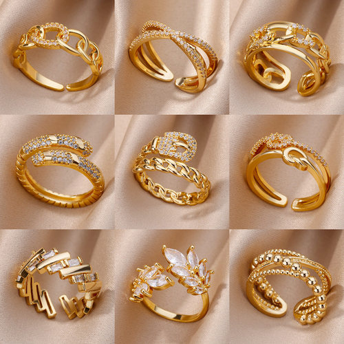 Belt Chain Rings for Women Men Gold Plated Stainless Steel