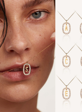 925 Sterling Gold Color Zircon CZ Alphabet 26 Letter A-Z