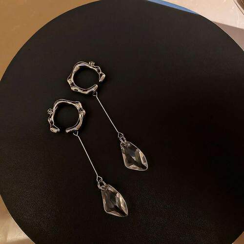 1Pair Sliver Color Metal Geometric Ear Bone Clip Earring No