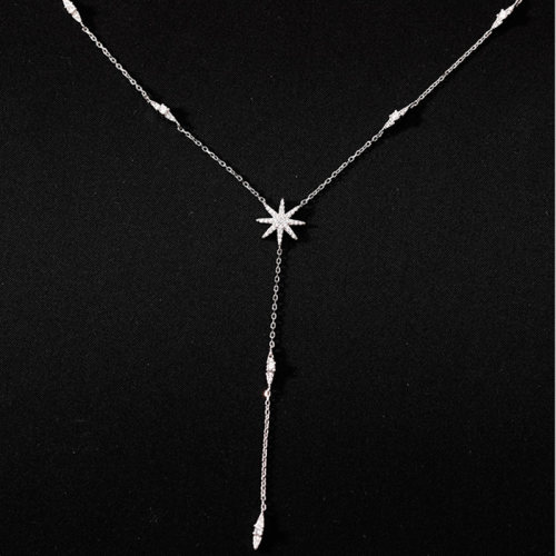 New Silver Star Necklace Shiny Delicate Multiple Stars Long