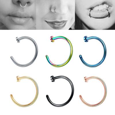 One Piece 6mm 8mm 10mm Colorful Fake Nose Piercing Ring Bod