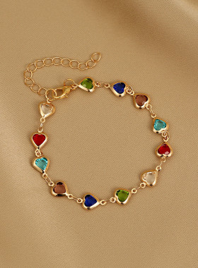 Exquisite Colorful Heart Bracelet For Women Charm Korean