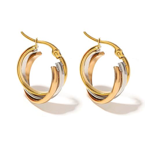 Trendy Stainless Steel U-shaped Twisted Hoop Earrings for