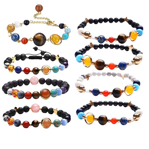 Universe Galaxy Solar System Planet Bead Stretch Bracelet