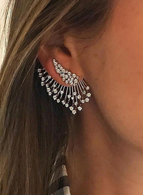 Personality Wing Shape Women Stud Earrings Brilliant Cubic