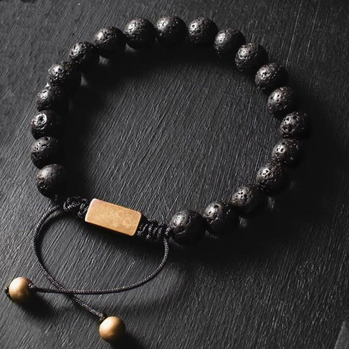 Luxury Natural Lava Stone Bead Bracelet Men Women Simple