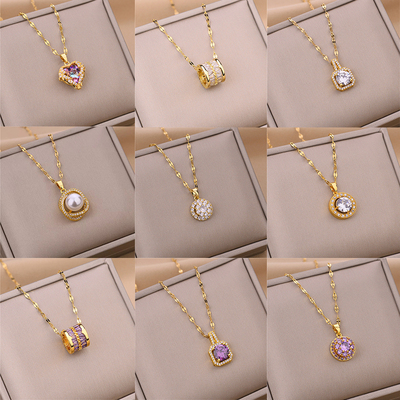 2023 Luxury Zircon Crystal Pendant Clavicle Chain Necklace