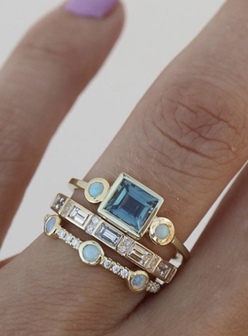 Exquisite Gold Color Trendy Ring for Women Luxury Inlaid