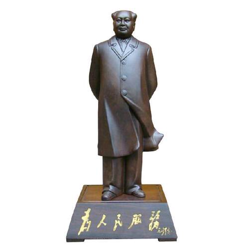 黑檀木雕摆件伟人像站立雕像手工木质工艺品花创意装饰礼品