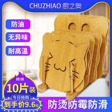 6.6元包邮 厨之奥 北欧创意木质隔热杯垫10个