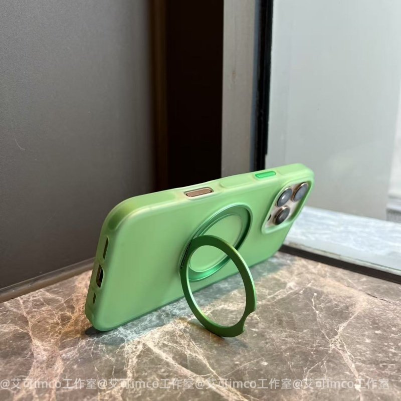薄荷绿色适用iPhone16pro max手机壳15苹果14磁吸半透明简约ins风玫红色小众支架保护套女生夏日小清新