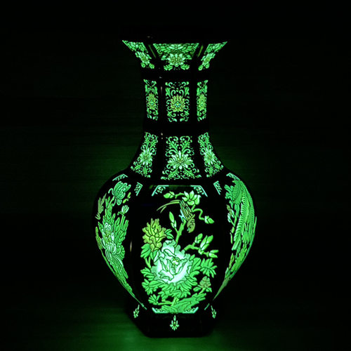 珐琅彩夜光六方瓶景德