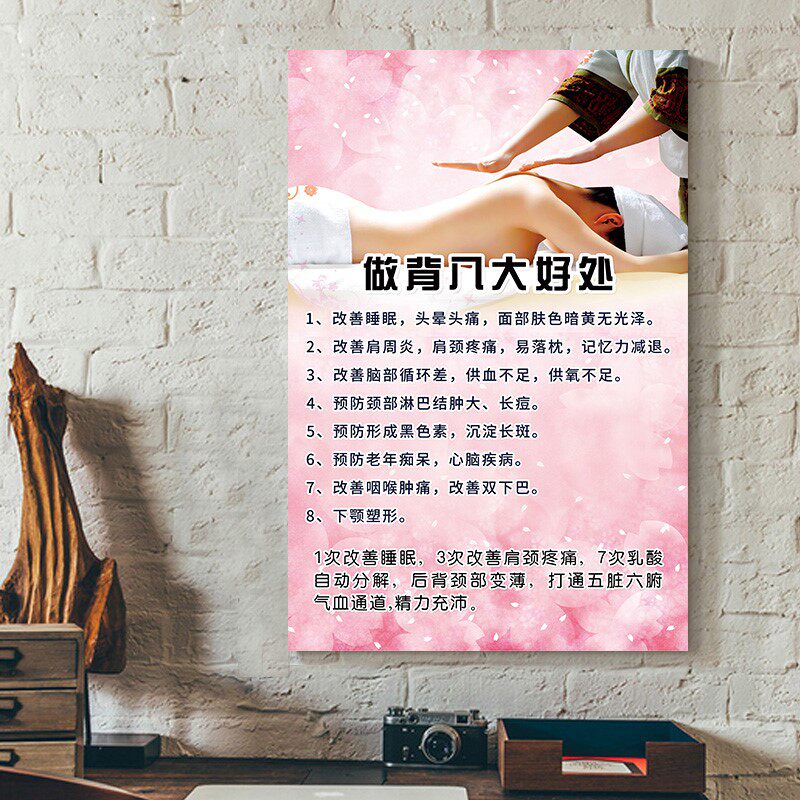 做背部的好处宣传画美容院装饰画中医养生宣传广告海报挂图墙贴