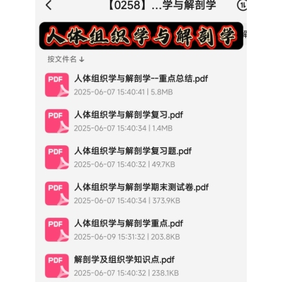 人体组织学与解剖学复习资料期末考试知识点总结笔记题库合集