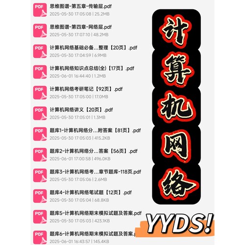 计算机网络期末考试复习资料知识点总结笔记题库试题大合集