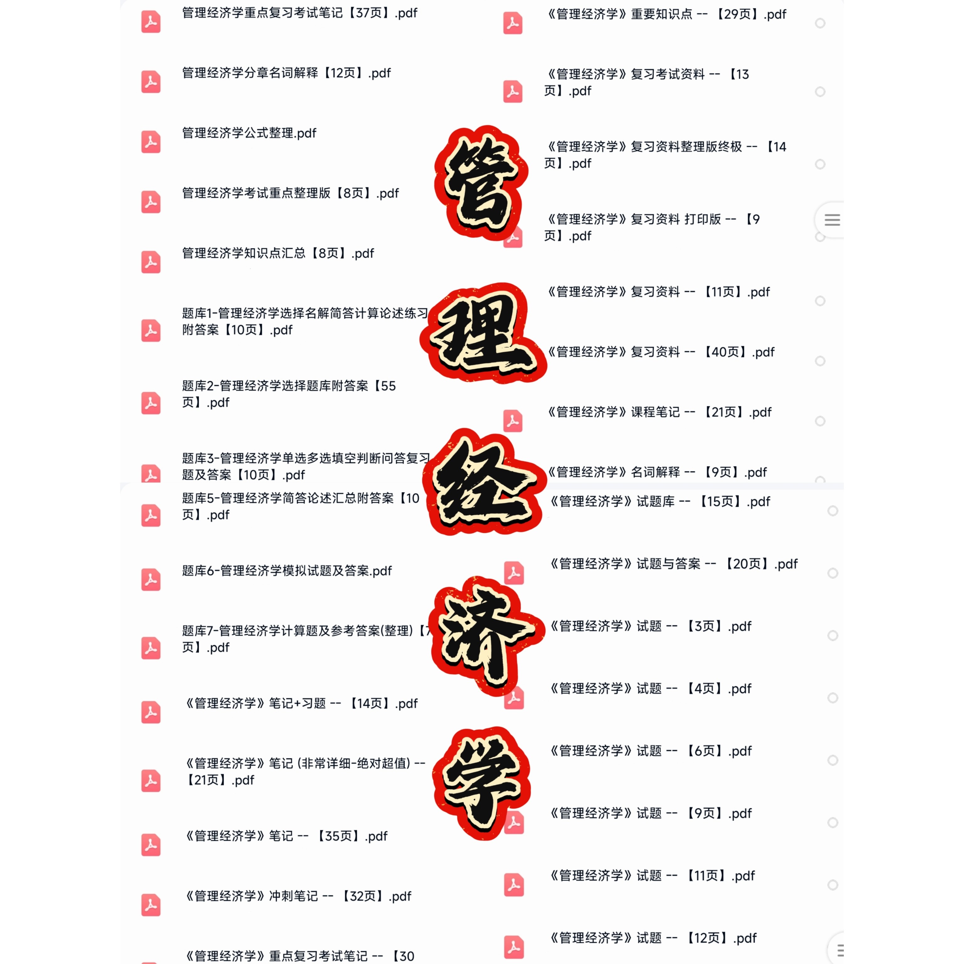 管理经济学期末考研考试复习资料知识点总结笔记题库合集