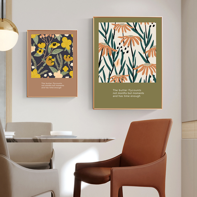 北欧风简约艺术抽象小清新花卉装饰画客厅卧室玄关餐厅背景墙挂画图片