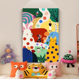 多巴胺客厅沙发背景墙装 饰画小众艺术房间卧室挂画落地画玄关壁画