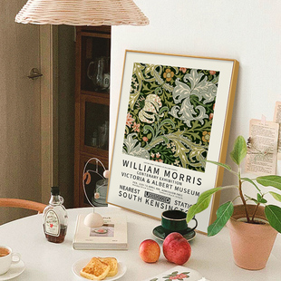 威廉莫里斯装饰画客厅挂画卧室餐厅现代美式复古花卉壁画桌面摆画