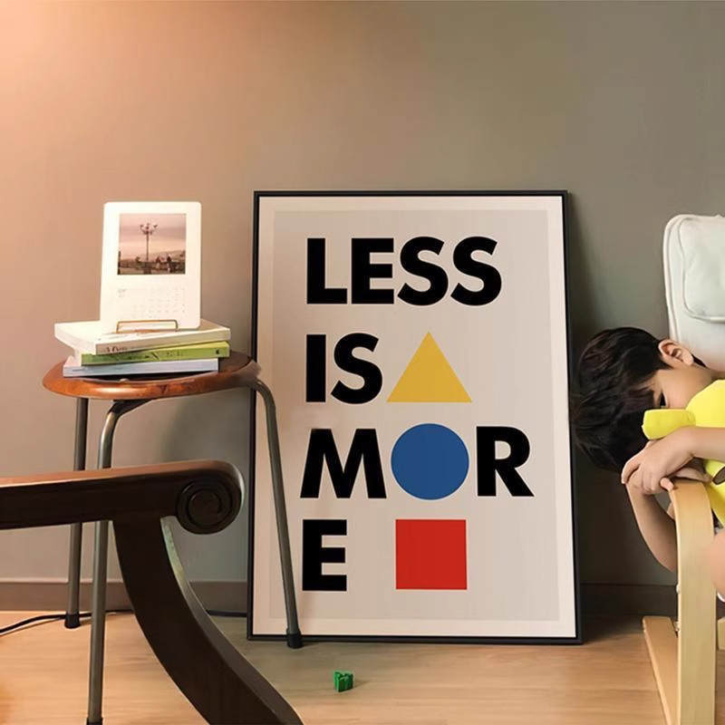 Less is more极简字母艺术海报装饰画现代简约黑白卧室摆件挂画