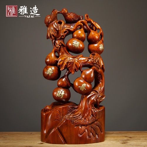 花梨红木家居客厅摆设五福临门