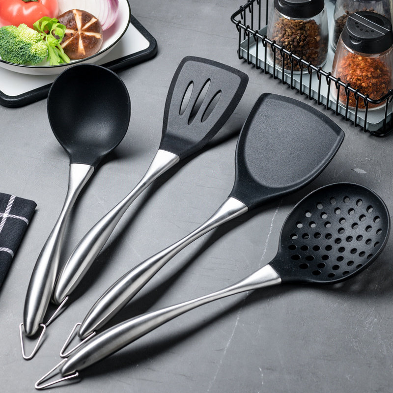 不粘锅304不锈钢硅胶漏勺铲子汤勺厨具锅铲套装家用厨房火锅炒菜