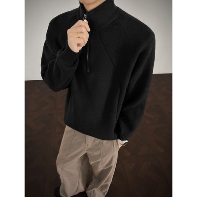 半拉链毛衣男款痞帅高领针织上衣