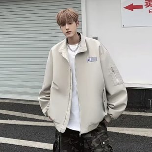 春秋季 vibe飞行员夹克男女潮牌高街字母刺绣宽松痞帅情侣外套 美式