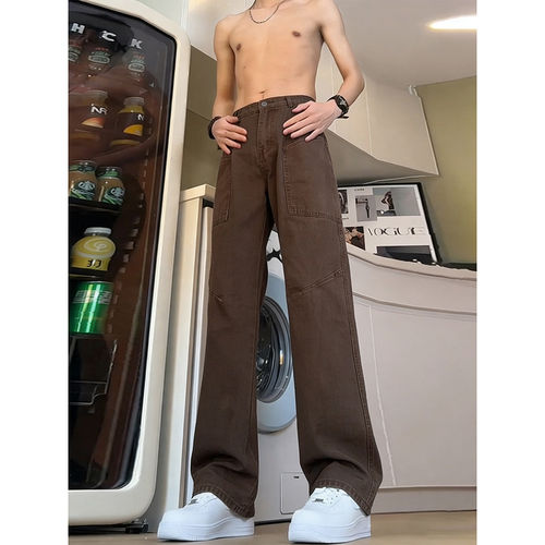 水洗大口袋工装牛仔裤男款春秋