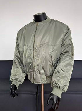 美式ma1飞行员棉服夹克boxy短宽廓形军绿色工装外套男秋冬棒球服