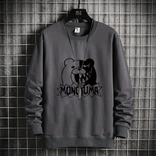 T恤运动打底衫 圆领印花纯棉长袖 加肥加大码 肥佬宽松卫衣男春秋季