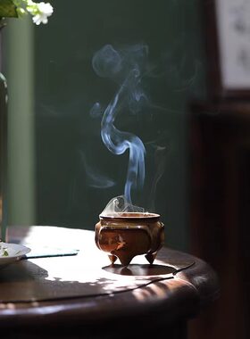 大鱼美器三足瑞鹤双耳炉茶道配件琴炉景德镇手工手绘瑞鹤书房香炉