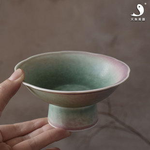 大鱼美器插花盘苔藓高足盘陶瓷小号水果盘功夫茶具配件苏打佛手盘