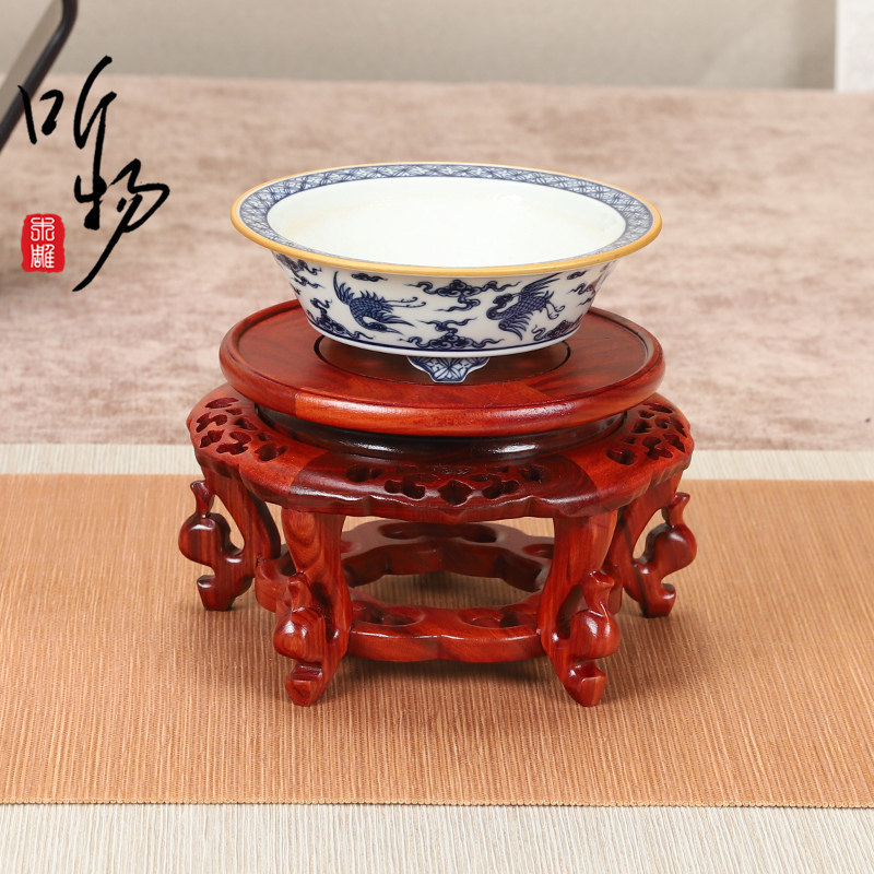 实木圆形海棠几盆景花瓶摆件木托加高底座花道花瓶茶空间展示托架,家居饰品,桌面摆件,淘宝优惠券,粉丝福利购,淘宝优惠卷