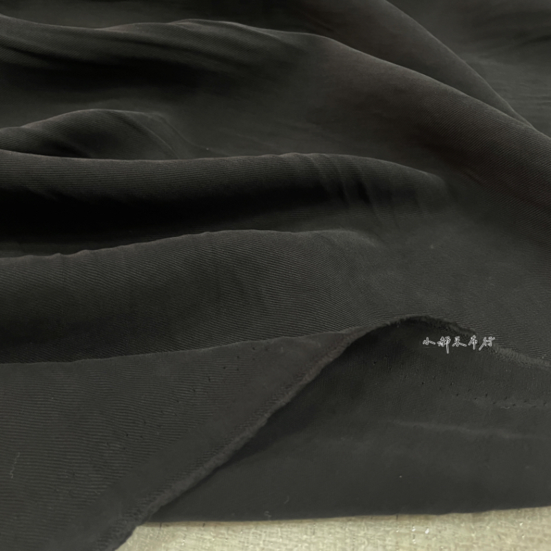黑色重磅砂洗铜氨丝布料夏季柔软垂坠连衣裙裤子旗袍服装热卖面料