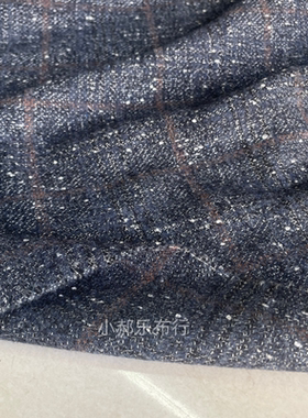 藏青蓝白点精纺羊毛格子布料春夏秋西装连衣裙裤子职业装热卖面料