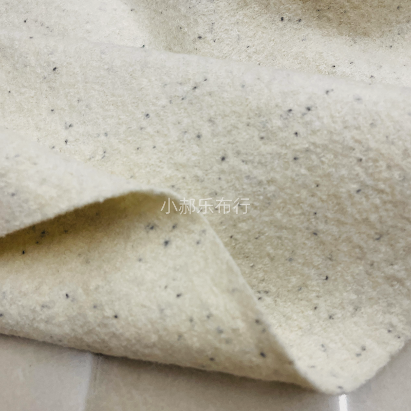 乳白色彩点圈圈羊毛呢布料大衣西服套装半身裙设计师定制服装面料