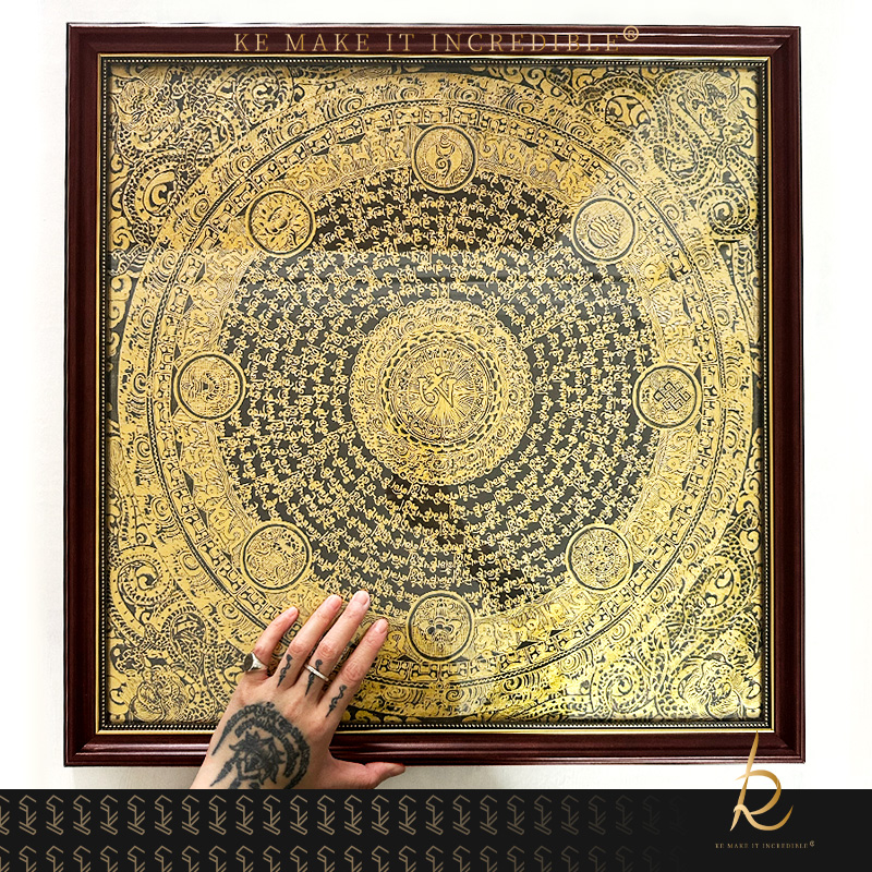 纯手工绘制唐卡吉祥八宝六字箴言