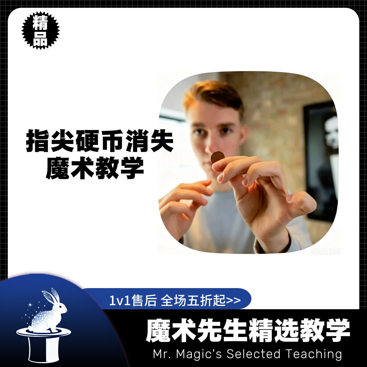 视觉化指尖硬币消失魔术教学