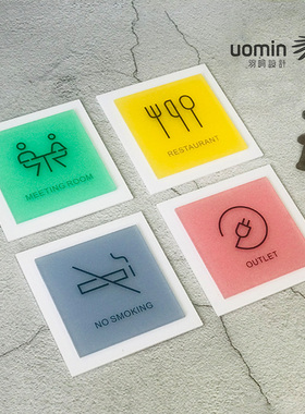 玻璃门亚克力个性创意推拉门贴标识牌禁止吸烟提示牌二维码展示牌