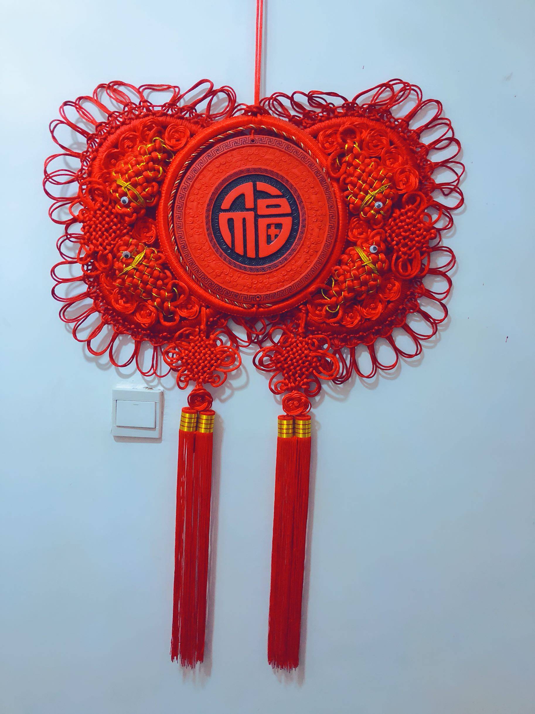 独家原创中国结大号挂件 最牛的特色礼品 全手工编织  漆雕福字