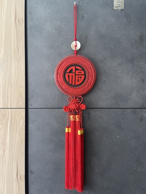 原创中国结挂件全手工树脂漆雕盘福字大号饰品传统客厅办公室玄关