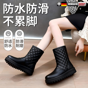 水鞋女防水防滑不累脚雨鞋加绒水鞋加厚保暖棉雨靴冬季水靴绒胶鞋